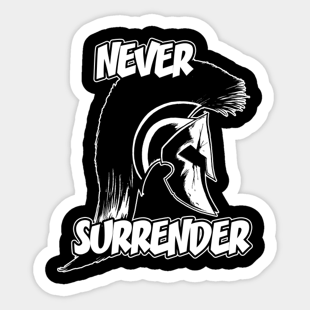 Spartan Law - Never Surrender Sticker by medievalwares